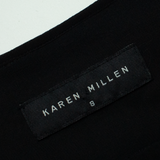 KAREN MILLEN Asymmetrical Womens Fit & Flare Dress Black Silk Sleeveless Midi S