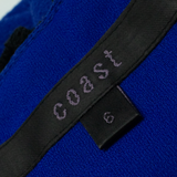 COAST Frill Womens Fit & Flare Dress Blue Sleeveless Knee Length UK 6