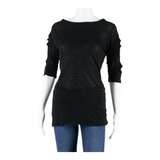 WHISTLES Womens Printed Top Black 3/4 Sleeve Striped S