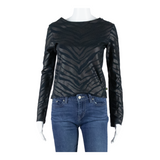 DKNY Womens Printed Top Brown Long Sleeve Animal Print M