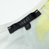 COAST Belted Womens Printed Shirt Grey V-Neck 3/4 Sleeve Floral UK 12