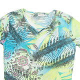 BIAGGINI Womens Printed Top Blue V-Neck Floral L