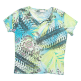 BIAGGINI Womens Printed Top Blue V-Neck Floral L