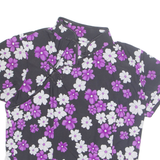 Eastern Inspired Womens Printed Top Purple High Neck Floral M