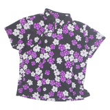 Eastern Inspired Womens Printed Top Purple High Neck Floral M