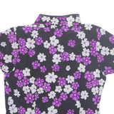 Eastern Inspired Womens Printed Top Purple High Neck Floral M