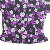 Eastern Inspired Womens Printed Top Purple High Neck Floral M