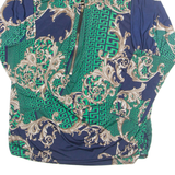 Womens Printed Blouse Green High Neck 3/4 Sleeve Geometric L