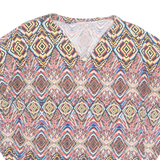 Womens Printed Top Red V-Neck Geometric M