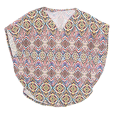 Womens Printed Top Red V-Neck Geometric M