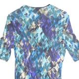 RAFFAEL Womens Printed Blouse Blue V-Neck Viscose Geometric M