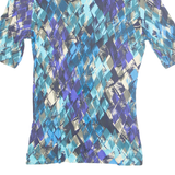 RAFFAEL Womens Printed Blouse Blue V-Neck Viscose Geometric M