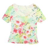 AMBIENTE Womens Printed Top Green Nylon Floral L