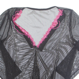 Womens Kimono Blouse Black V-Neck Long Sleeve L