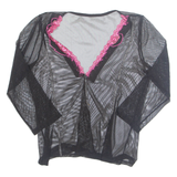 Womens Kimono Blouse Black V-Neck Long Sleeve L