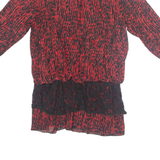Womens Printed Blouse Red 3/4 Sleeve Crazy Pattern L
