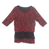Womens Printed Blouse Red 3/4 Sleeve Crazy Pattern L