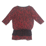 Womens Printed Blouse Red 3/4 Sleeve Crazy Pattern L