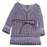 INTERNATIONAL CONCEPTS Womens Printed Blouse Purple 3/4 Sleeve Nylon Geometric XL