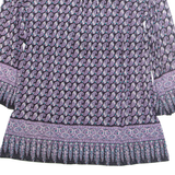 INTERNATIONAL CONCEPTS Womens Printed Blouse Purple 3/4 Sleeve Nylon Geometric XL