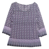 INTERNATIONAL CONCEPTS Womens Printed Blouse Purple 3/4 Sleeve Nylon Geometric XL