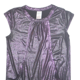 HERE AND THERE Metallic Womens Top Purple S