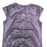 HERE AND THERE Metallic Womens Top Purple S