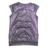 HERE AND THERE Metallic Womens Top Purple S