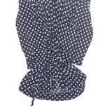 EDEN AND OLIVIA Sheer Belted Womens Printed Blouse Blue 3/4 Sleeve Spotted M
