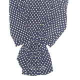 EDEN AND OLIVIA Sheer Belted Womens Printed Blouse Blue 3/4 Sleeve Spotted M