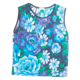 LIOLA Womens Printed Top Blue Sleeveless Floral L