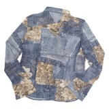 CHRIS LINE Sheer Womens Printed Shirt Blue Collared Crazy Pattern UK 16