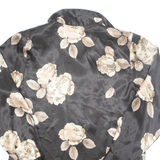 C & A Womens Printed Shirt Black Collared Long Sleeve Floral S