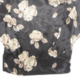 C & A Womens Printed Shirt Black Collared Long Sleeve Floral S