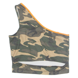 JENNYFER Womens Printed Top Green One Shoulder Camouflage M