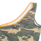 JENNYFER Womens Printed Top Green One Shoulder Camouflage M