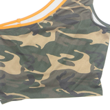 JENNYFER Womens Printed Top Green One Shoulder Camouflage M