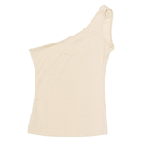 MOTIVI Womens Top Gold Button Neck One Shoulder M