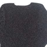 LINEA Glitter Womens Blouse Black Long Sleeve Nylon L