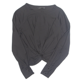 ZARA Womens Wrap Shirt Black Long Sleeve XS