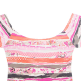 HALOGEN Womens Printed Top Pink Striped 2XL