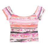 HALOGEN Womens Printed Top Pink Striped 2XL