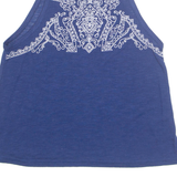 Beaded Womens Top Blue Sleeveless S