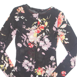 MATERIAL GIRL Womens Printed Bodysuit Black Long Sleeve Nylon Floral M