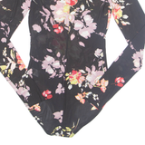 MATERIAL GIRL Womens Printed Bodysuit Black Long Sleeve Nylon Floral M