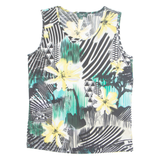 KINGFIELD Womens Printed Vest Yellow Sleeveless Floral M