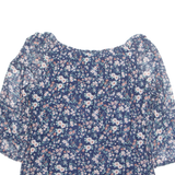 APT. 9 Womens Printed Blouse Blue Long Sleeve Floral M