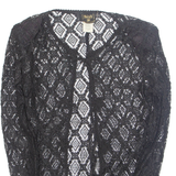 MIDNIGHT GLO Womens Kimono Blouse Black Long Sleeve Nylon M