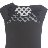 Womens Top Black Polka Dot M