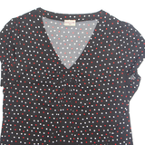 BIAGGINI Womens Printed Blouse Black V-Neck Spotted 2XL